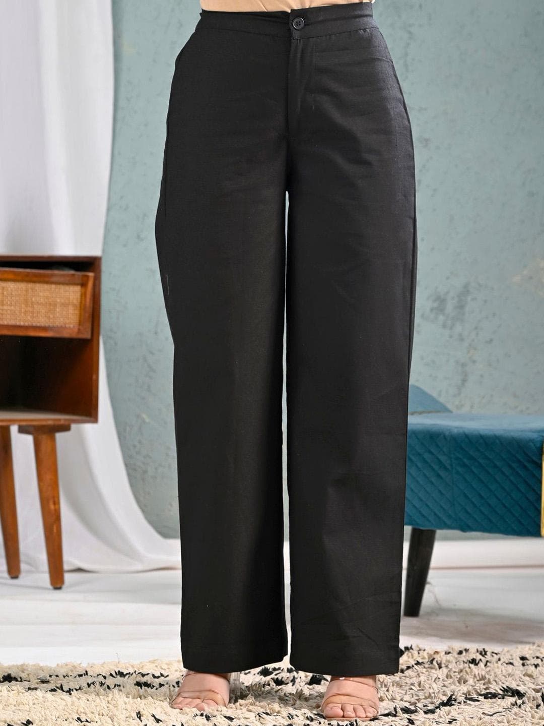 SATHRAY Women Original Regular Fit Mid-Rise Trousers