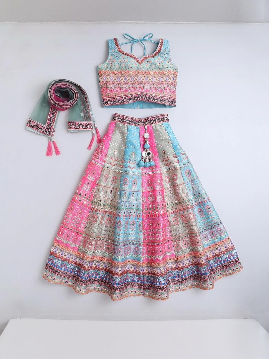 Sangria Girls Mirror Work Ready to Wear Lehenga Choli