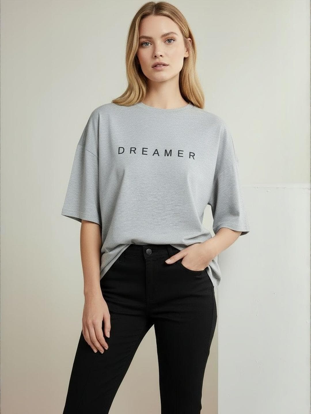 SZN Women Typography Printed Drop-Shoulder Sleeves T-shirt