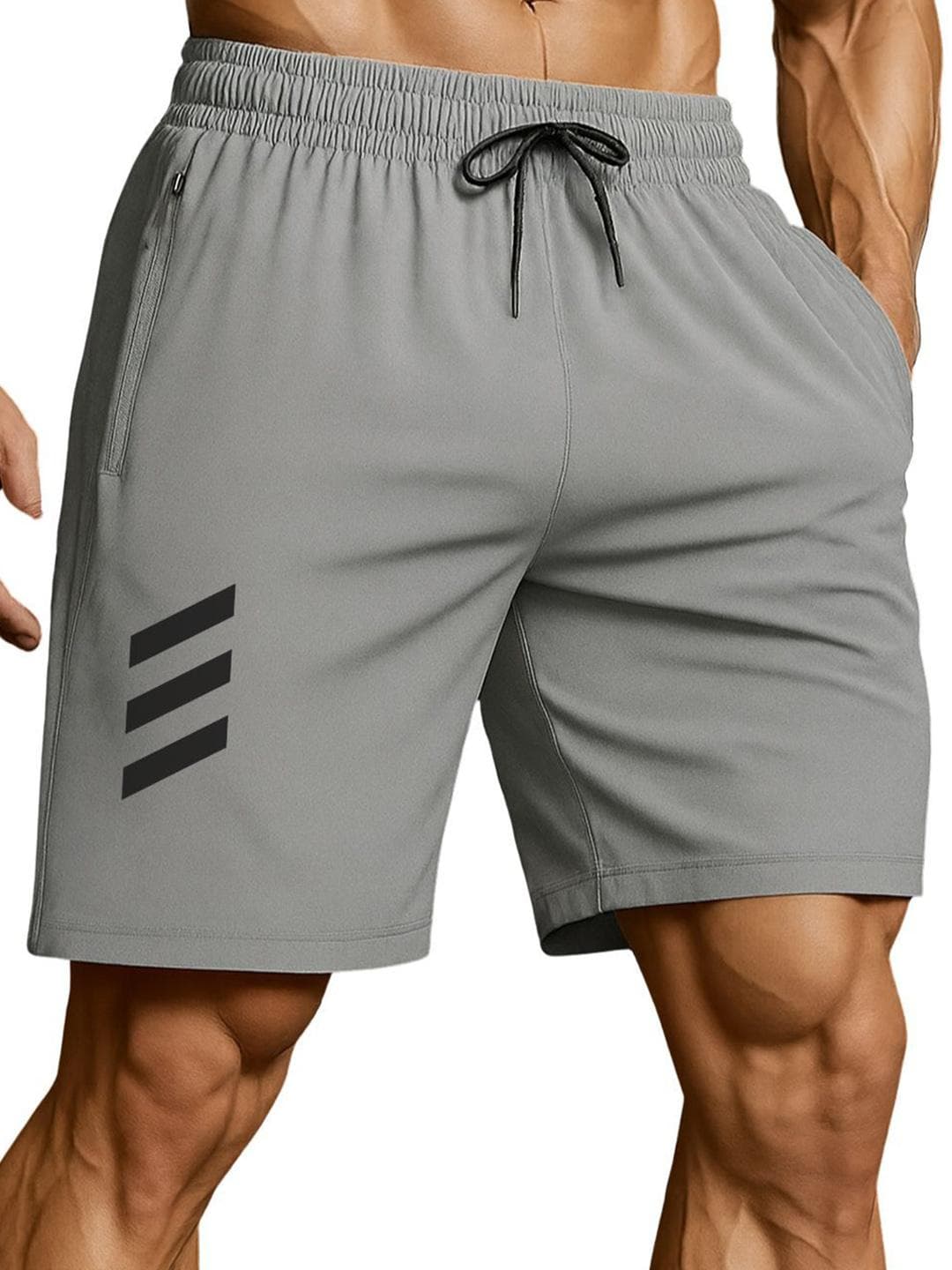 3Colors Men Brand Logo Printed Low-Rise Running Sports Shorts