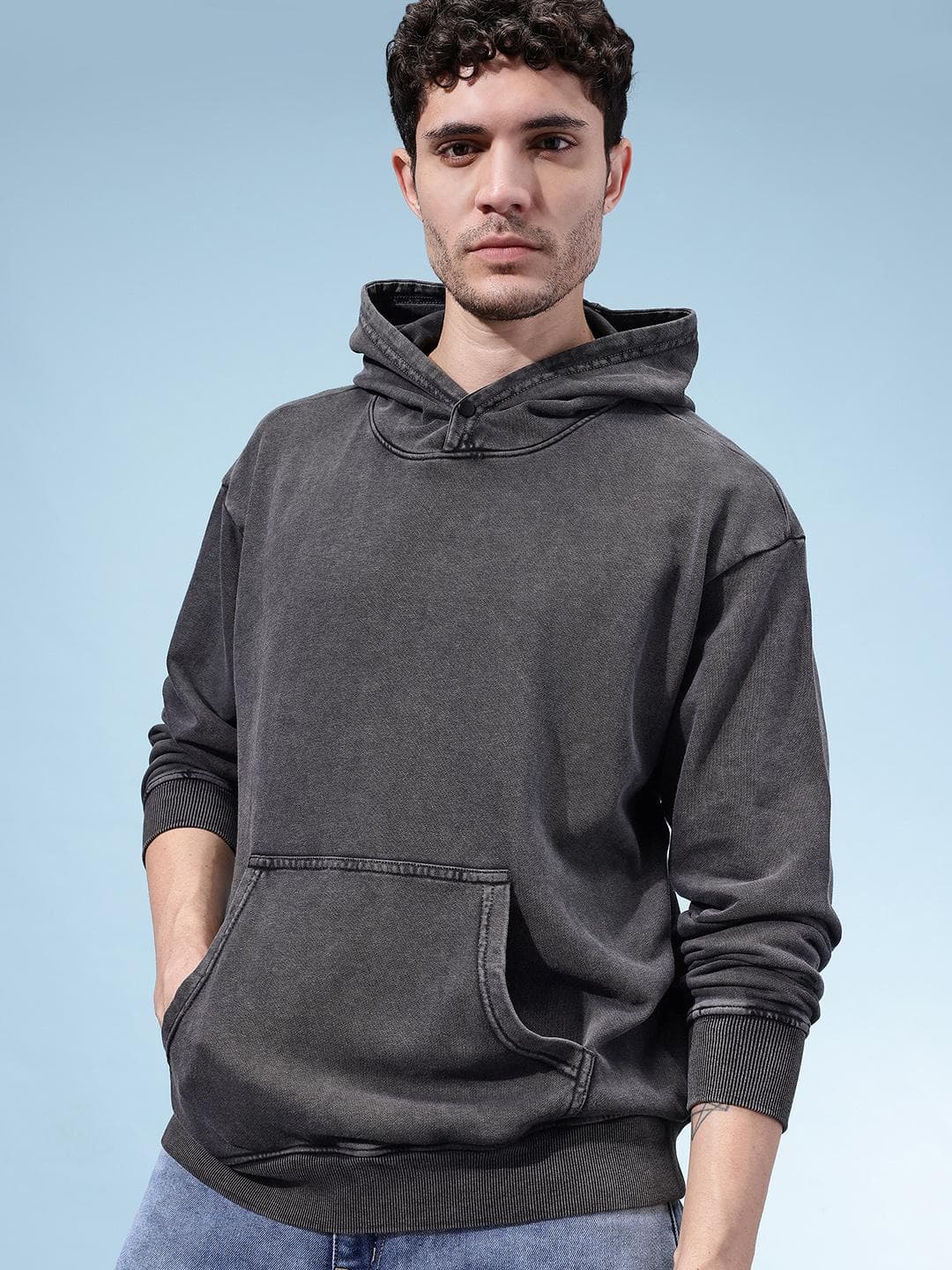 glitchez Hooded Drop-Shoulder Sleeve Relaxed Fit Sweatshirt