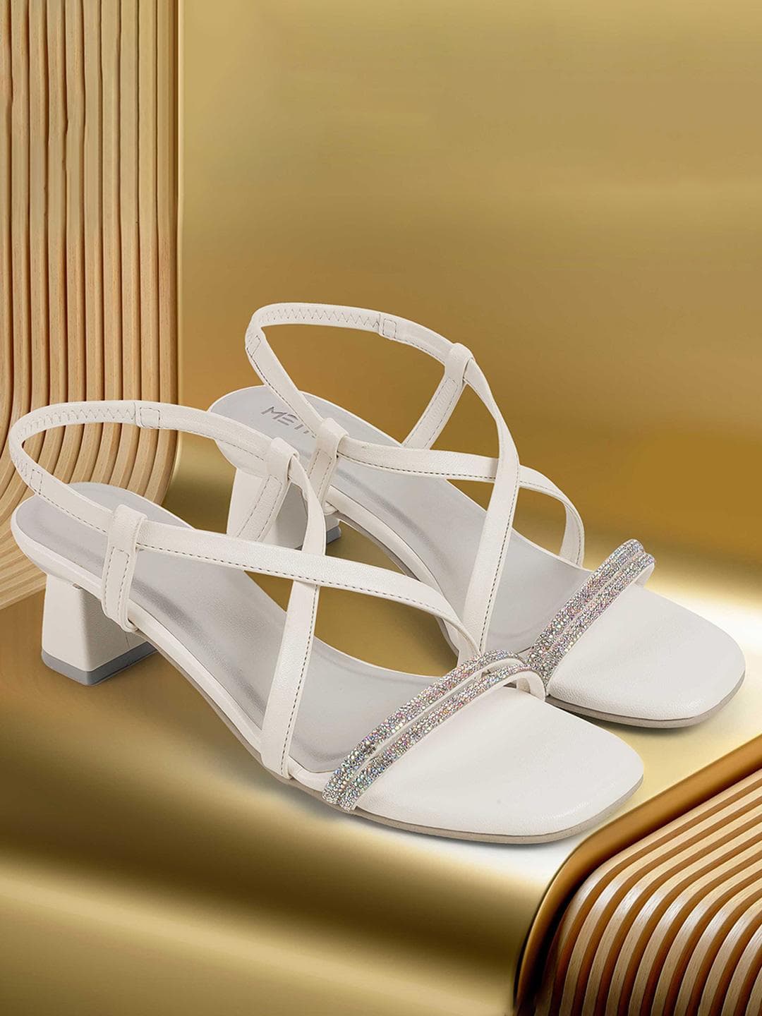 Metro Embellished Open Toe Mid-Top Block Heel Sandals