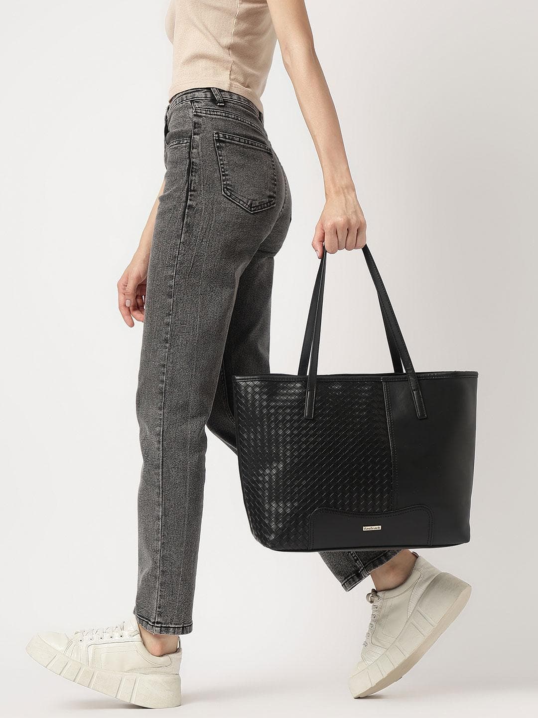 Buy Fastrack Textured Oversized Structured Shoulder Bag Fits Upto 15