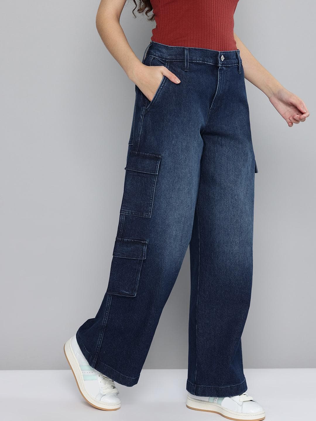 Levis Women's 94 Dark Indigo Baggy Fit Mid Rise Jeans