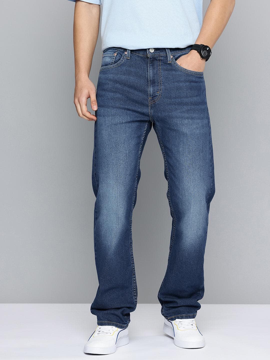 Levis Men 505 Straight Fit Heavy Fade Stretchable Jeans