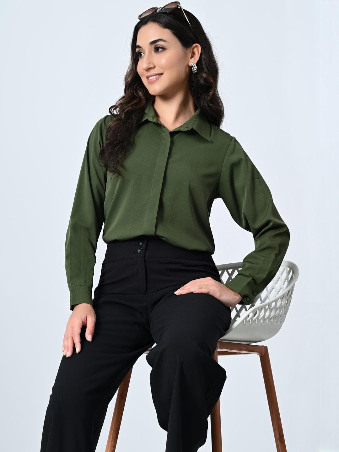 SZN Women Crepe Standard Formal Shirt