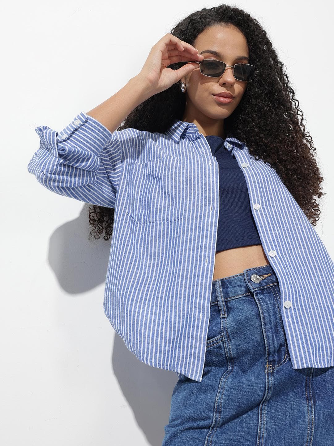 The Roadster Life Co. Striped Drop-Shoulder Sleeves Relaxed Fit Casual Shirt