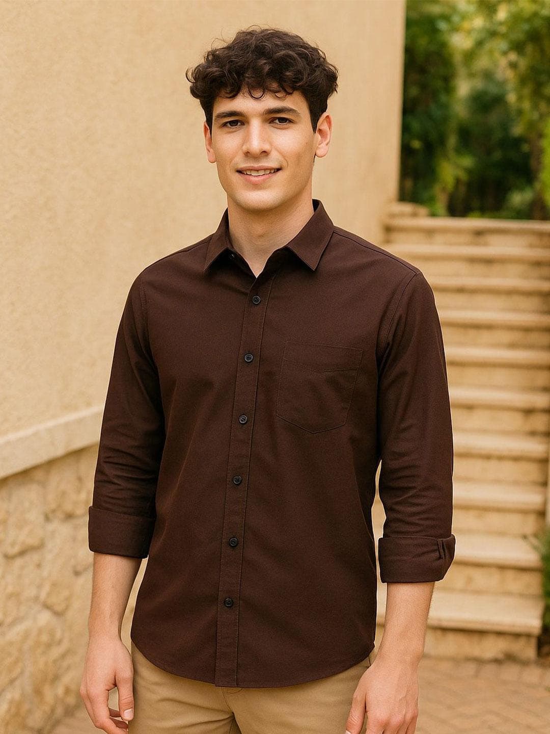 MaverIQ Men Regular Fit Solid Spread Collar Casual Shirt