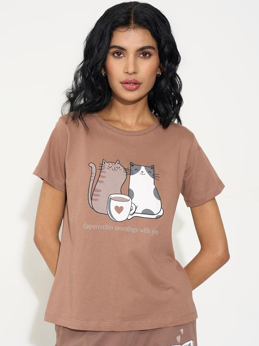 Buy Dreamz By Pantaloons Women Pure Cotton Printed Lounge Tshirts - - Apparel for Women