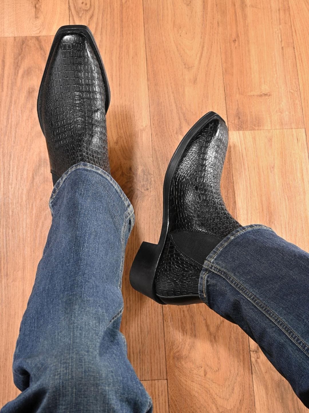 Buy Roadster Men Black Pouring Block Heel Ankle Boots - - Footwear for Men