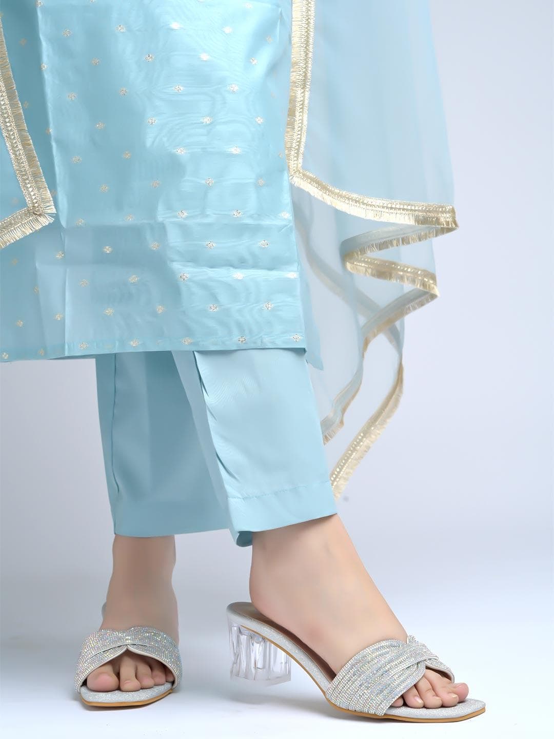 Stylestry Embellished Block Heeled Sandals