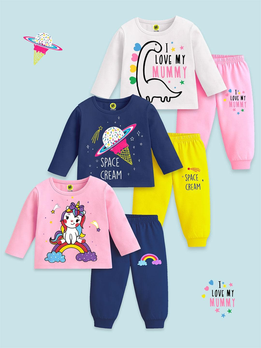 YK Kids-Girls Cotton Blend Printed Clothing Set