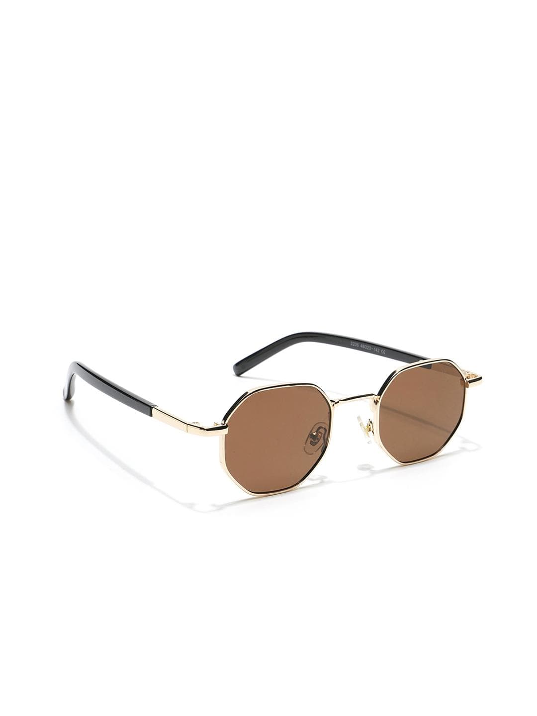 Buy Voyage Unisex Brown Lens & Gold Toned Round Sunglasses With UV Protected Lens - - Accessories for Unisex