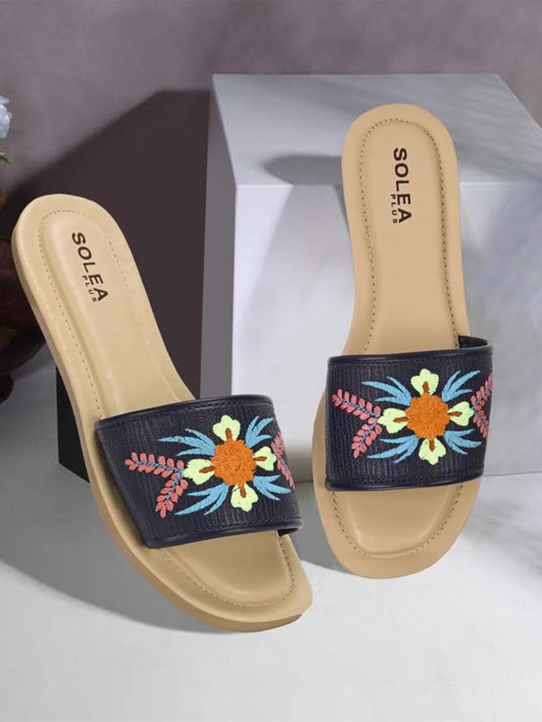 Paragon Embroidered Lightweight Open Toe Flats