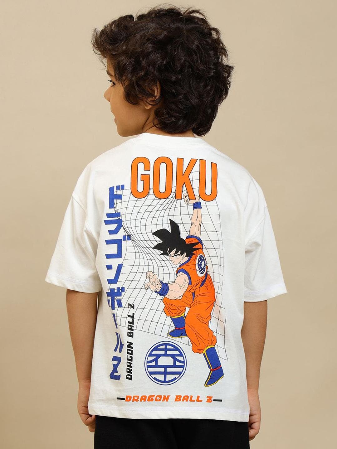 Kids Ville Boys Dragon Ball Z Graphic Printed Round Neck Cotton Oversized T-shirt