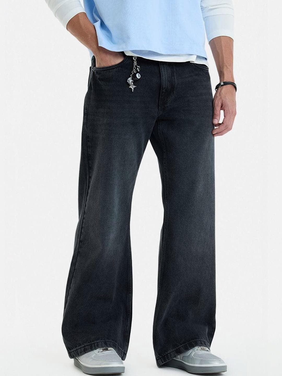 Snitch Black Mid-Rise Flared Jeans