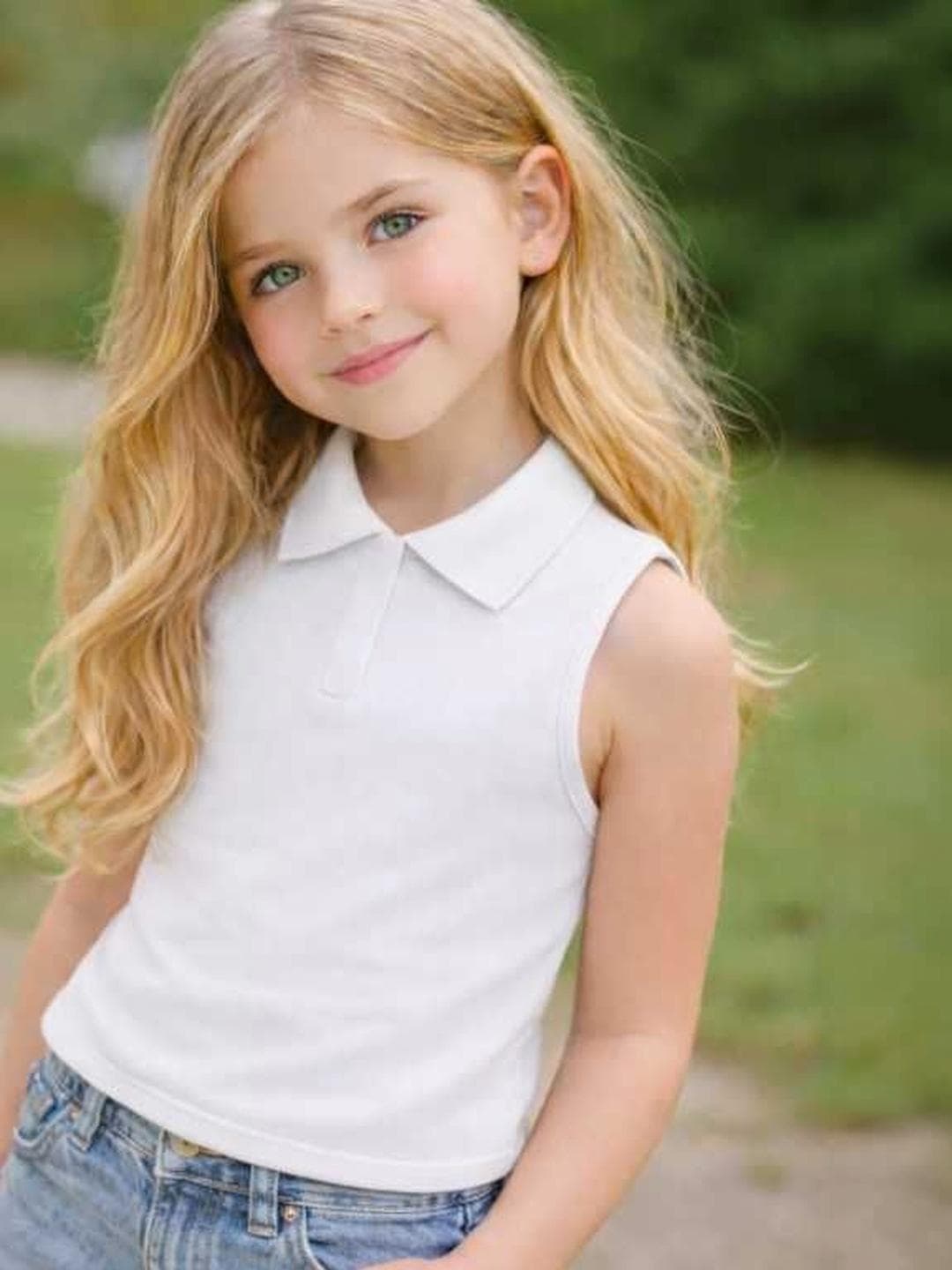 Ninas Girls White Cotton Blend Tops