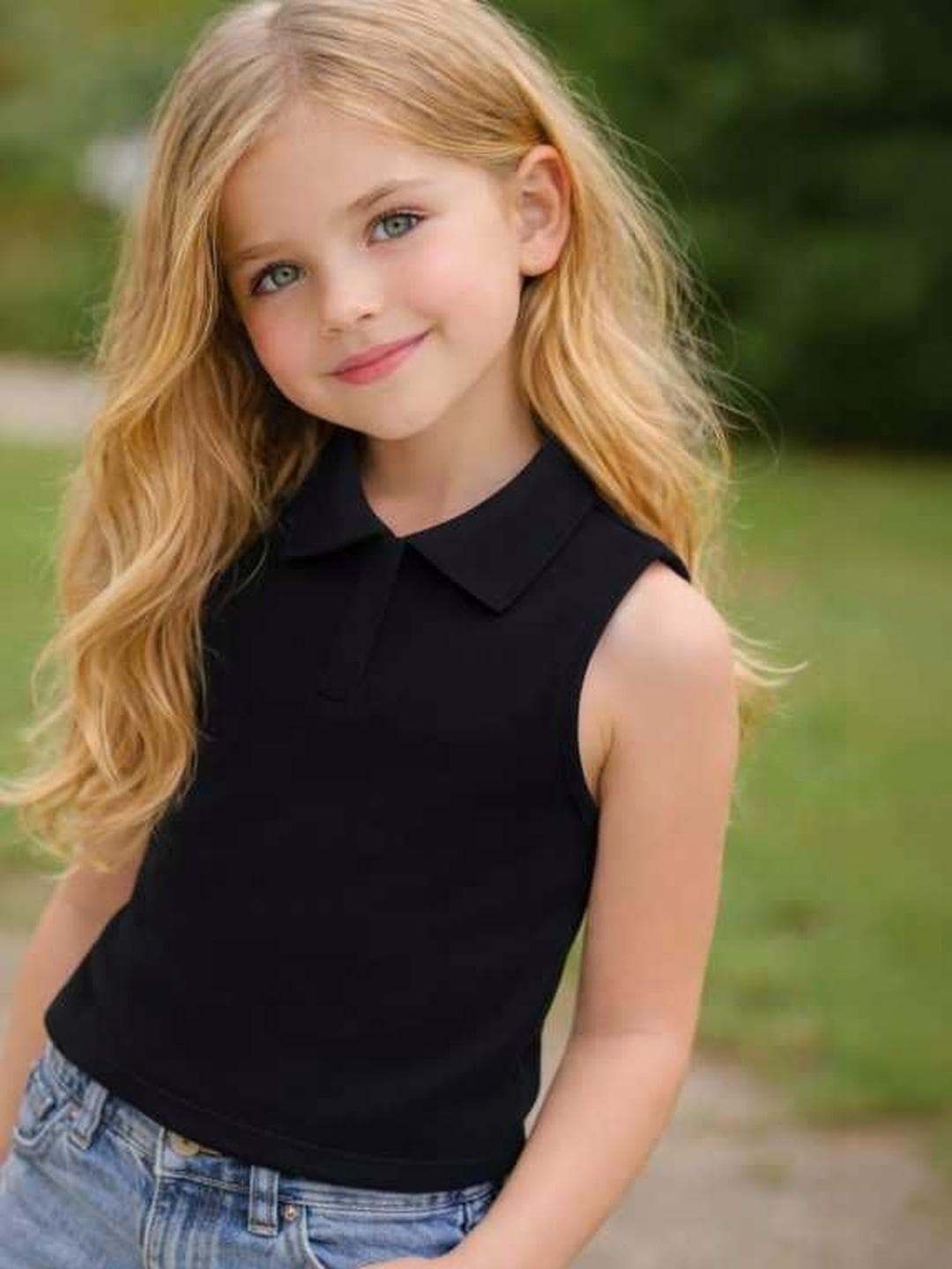 Ninas Girls Black Cotton Blend Tops