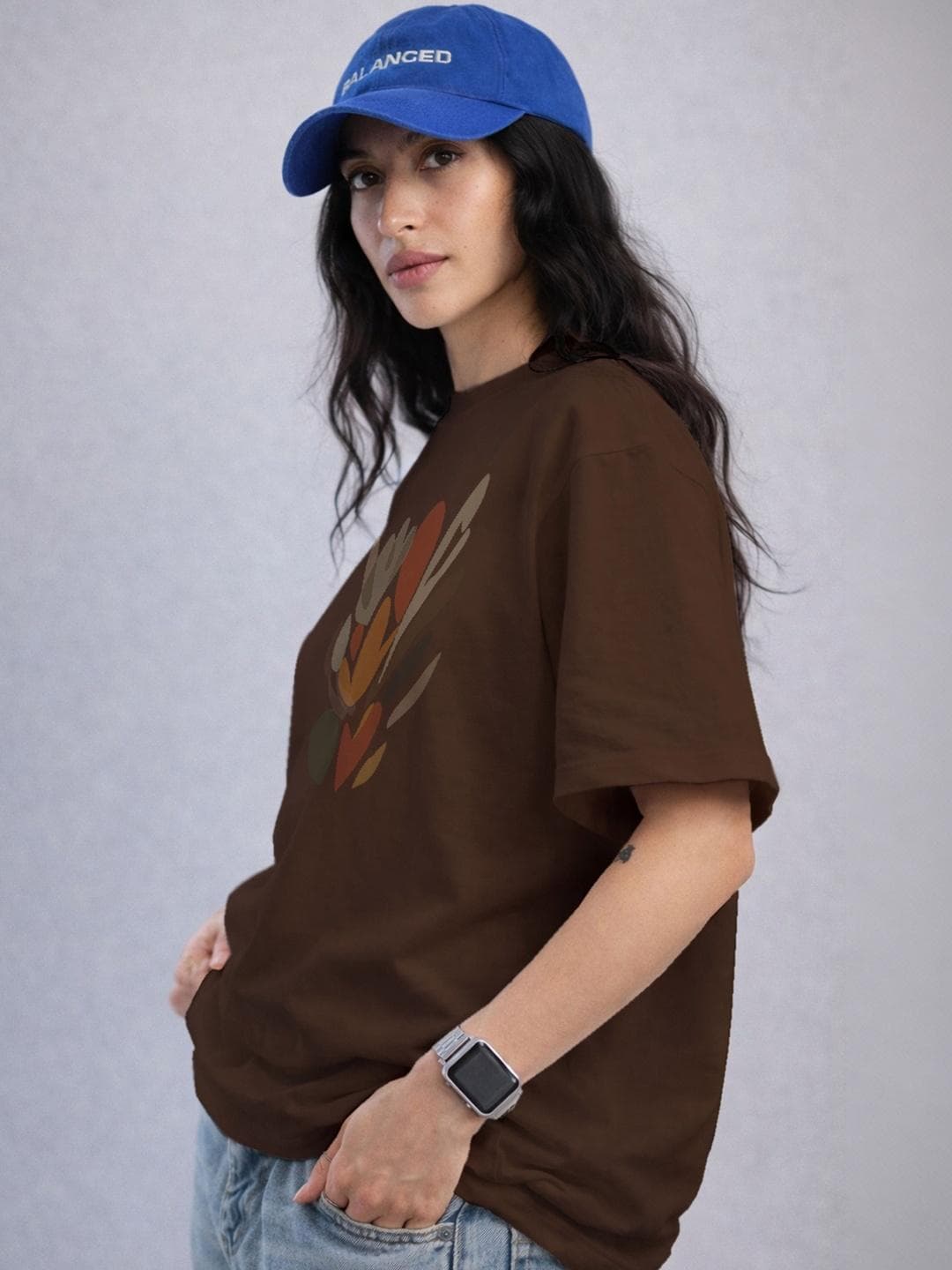 The Roadster Lifestyle Co Printed Organic Cotton Round Neck Oversized Tshirt