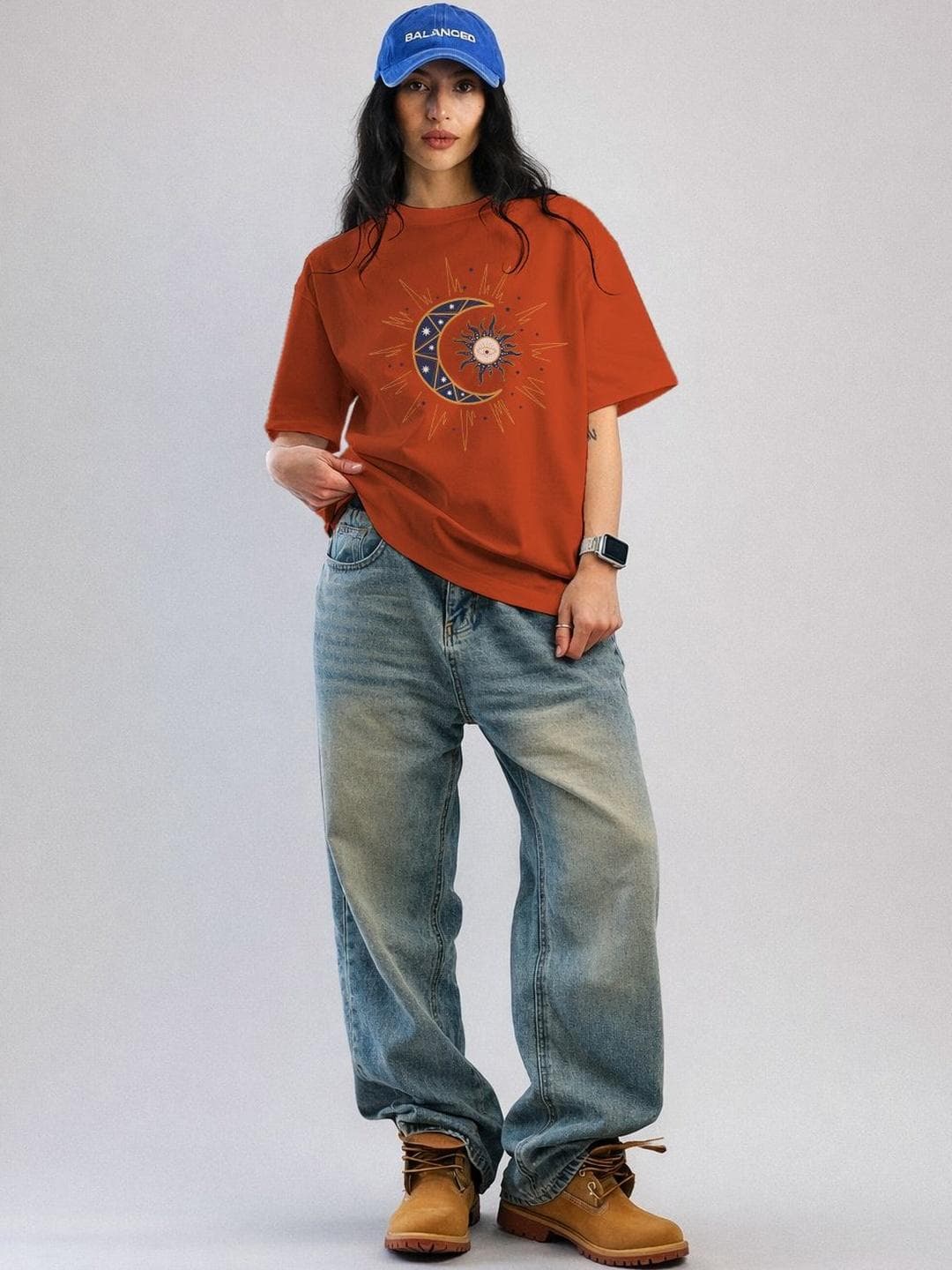 The Roadster Lifestyle Co Printed Organic Cotton Round Neck Oversized Tshirt