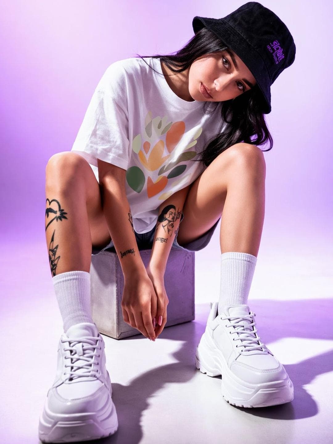 The Roadster Lifestyle Co Printed Organic Cotton Round Neck Oversized Tshirt