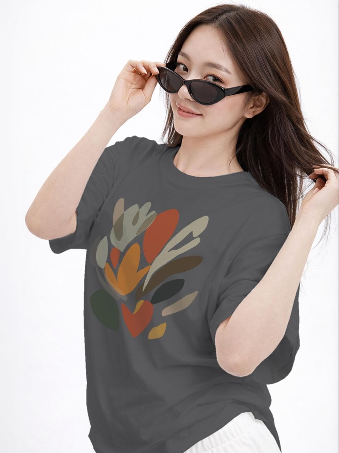 The Roadster Lifestyle Co Printed Organic Cotton Round Neck Oversized Tshirt