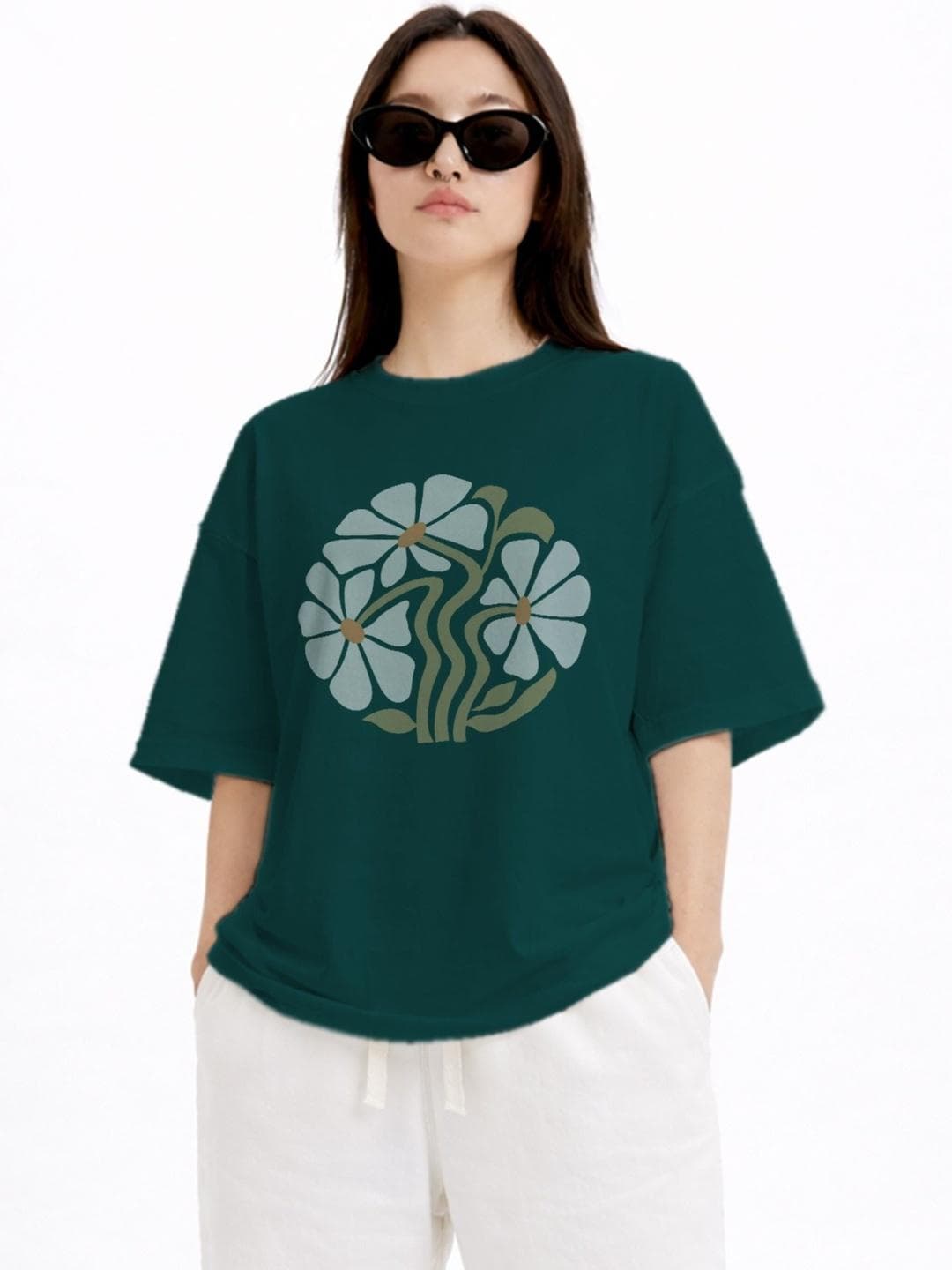 The Roadster Lifestyle Co. Printed Organic Cotton Round Neck Oversized Tshirt