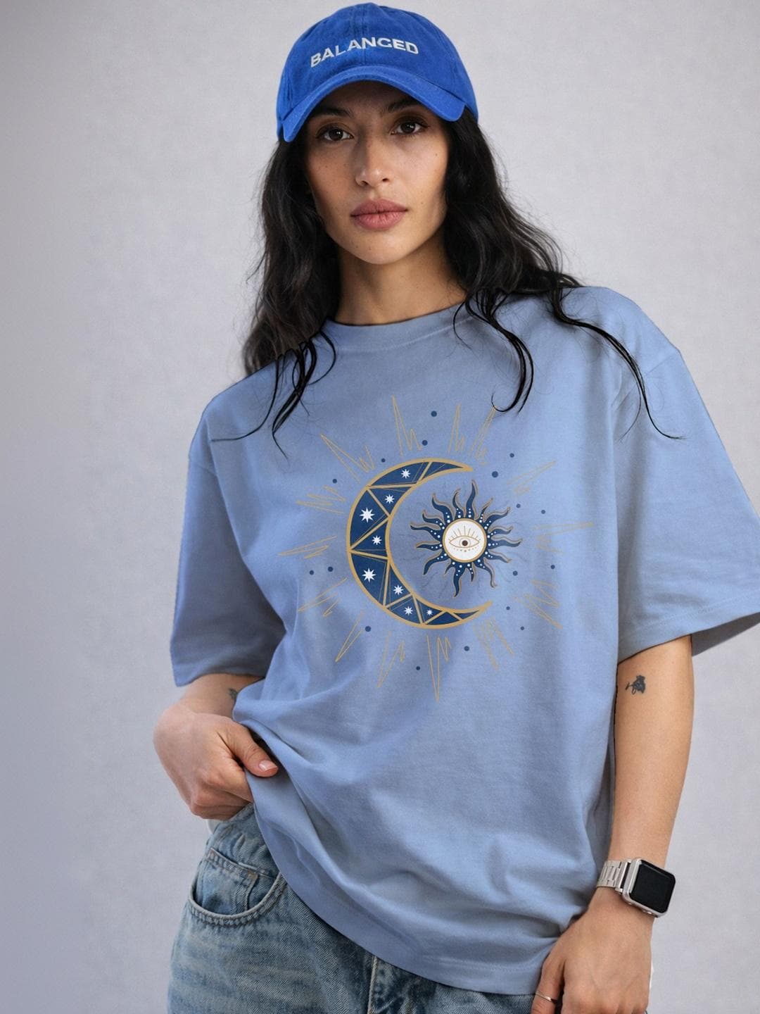 The Roadster Lifestyle Co Printed Organic Cotton Round Neck Oversized Tshirt