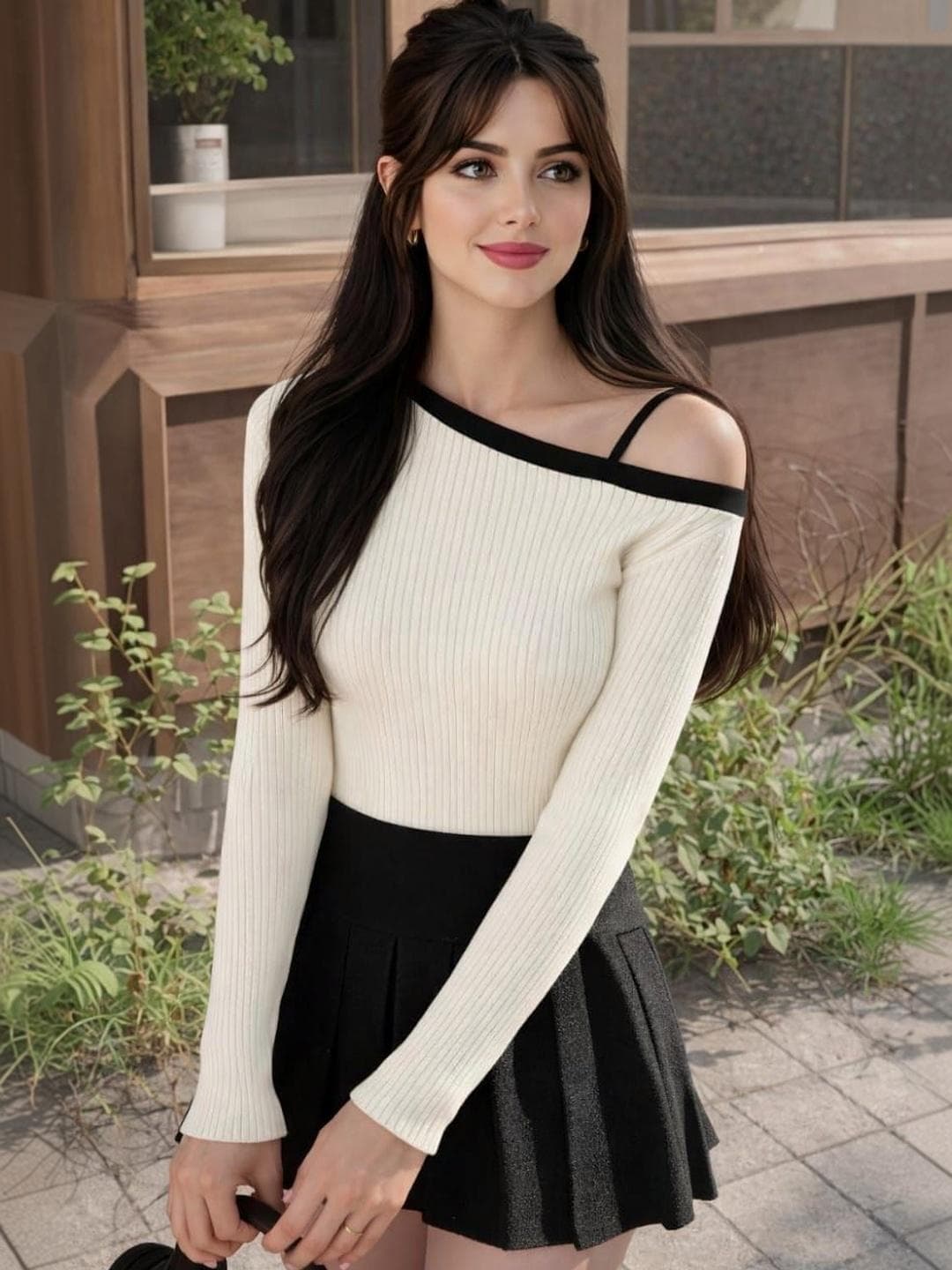 TRAQUILA Off-Shoulder Cotton Blend Top