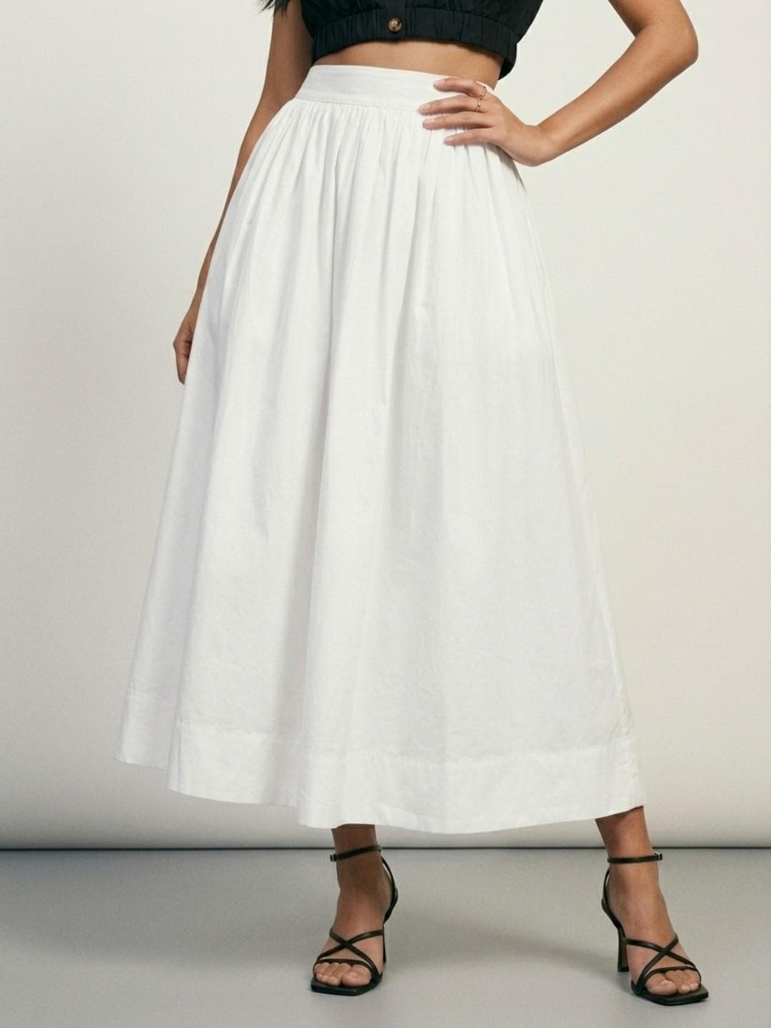 Phosphorus Women Gathered Pure Cotton A-Line Skirts