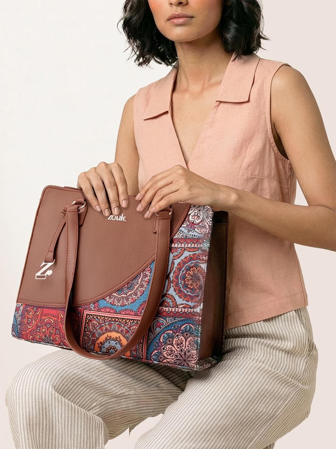 Buy ZOUK Women Multicolor Mandala Printed Structured Tote Bag Office Handbag - - Accessories for Women