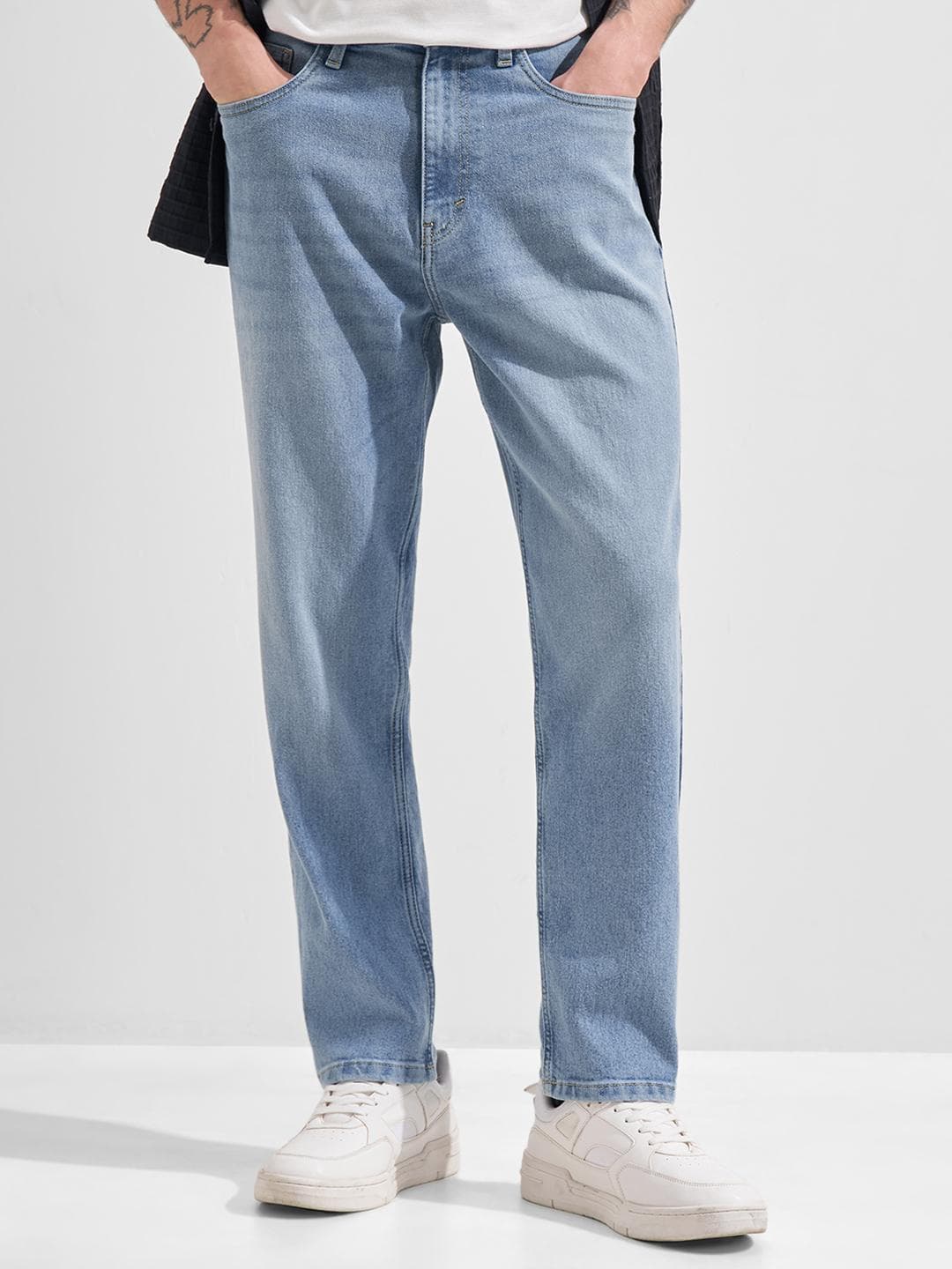 HIGHLANDER Men Blue Solid Washed Relaxed Fit Jeans
