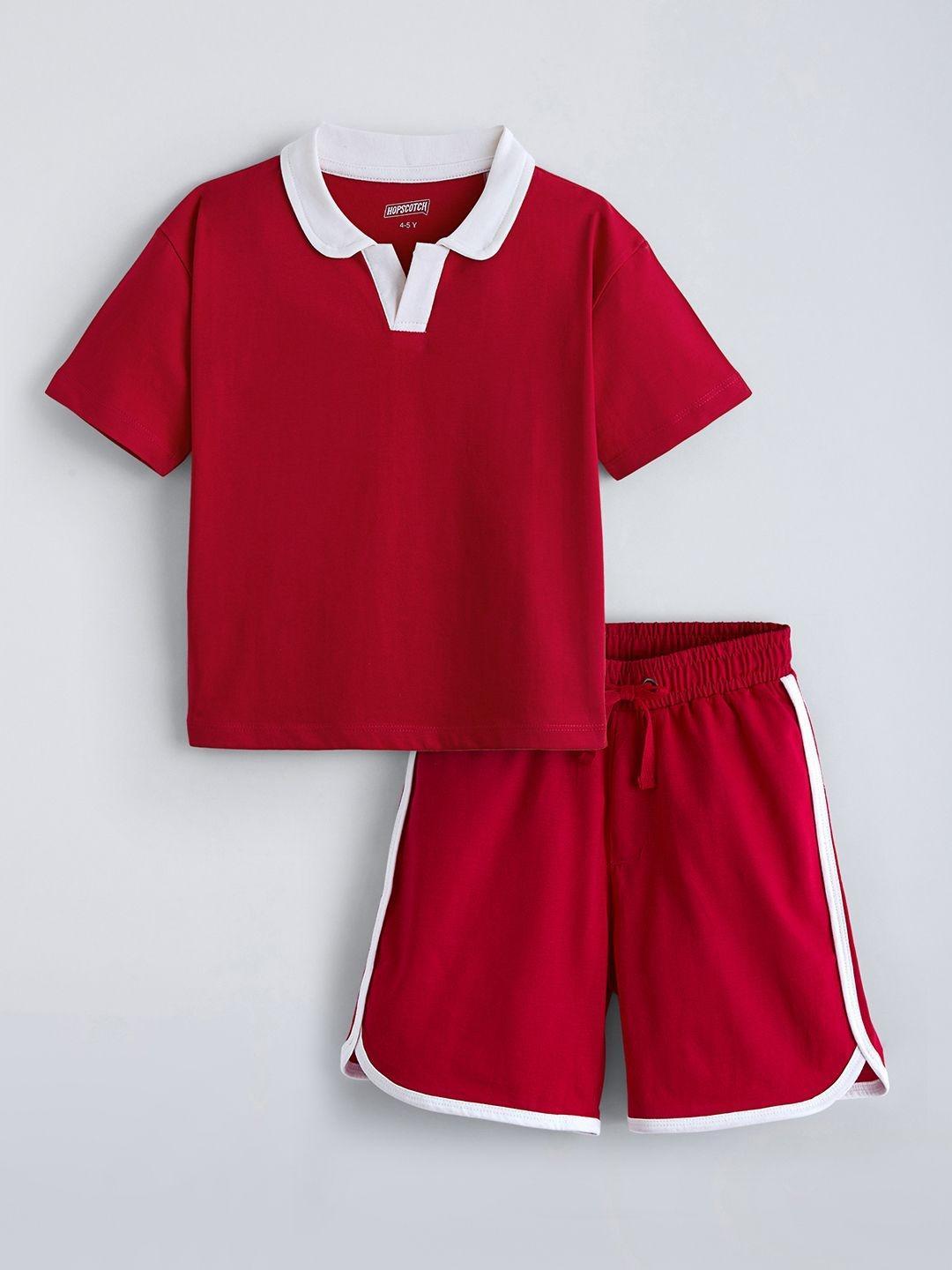 Buy Hopscotch Cotton Relaxed Polo T Shirt & Shorts - - Apparel for Boys