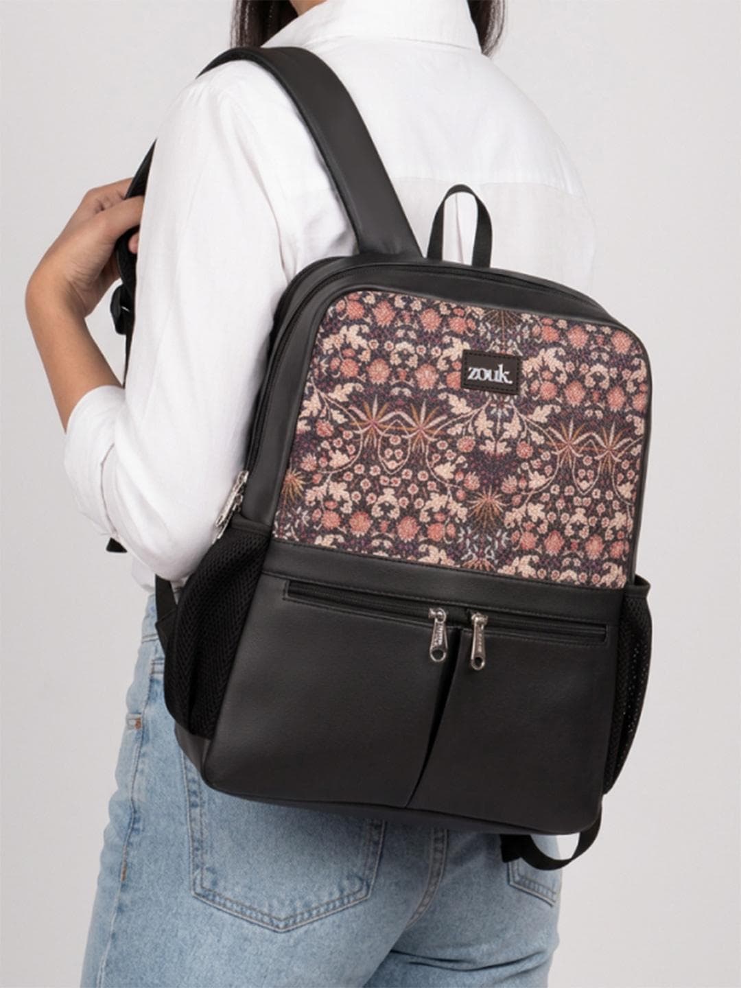 Buy ZOUK Women Ethnic Printed Vegan Leather Backpack With Compression Straps Up To 16 Inch - - Accessories for Women