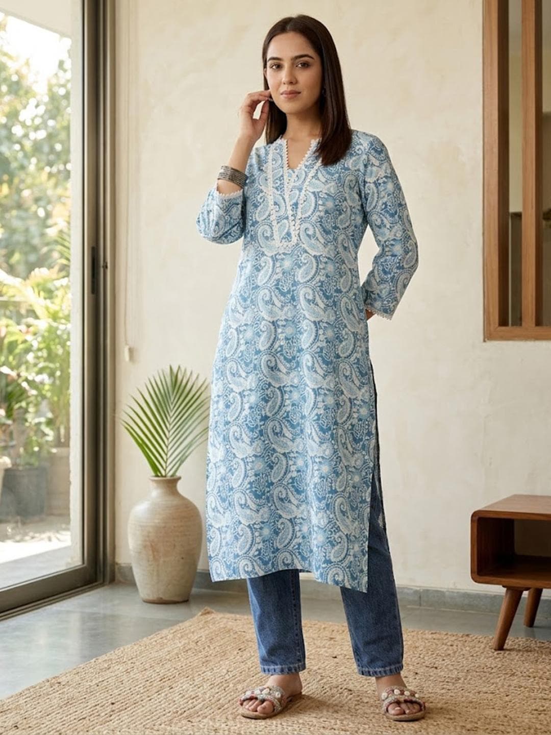 Varanga Women Paisley Printed Indie Florals Kurta