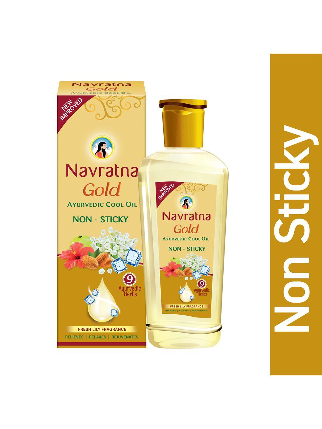 Buy Navratna Gold Ayurvedic Non Sticky Cool Oil With Goodness Of Almonds & Fresh Lily 200 Ml - - Personal Care for Unisex