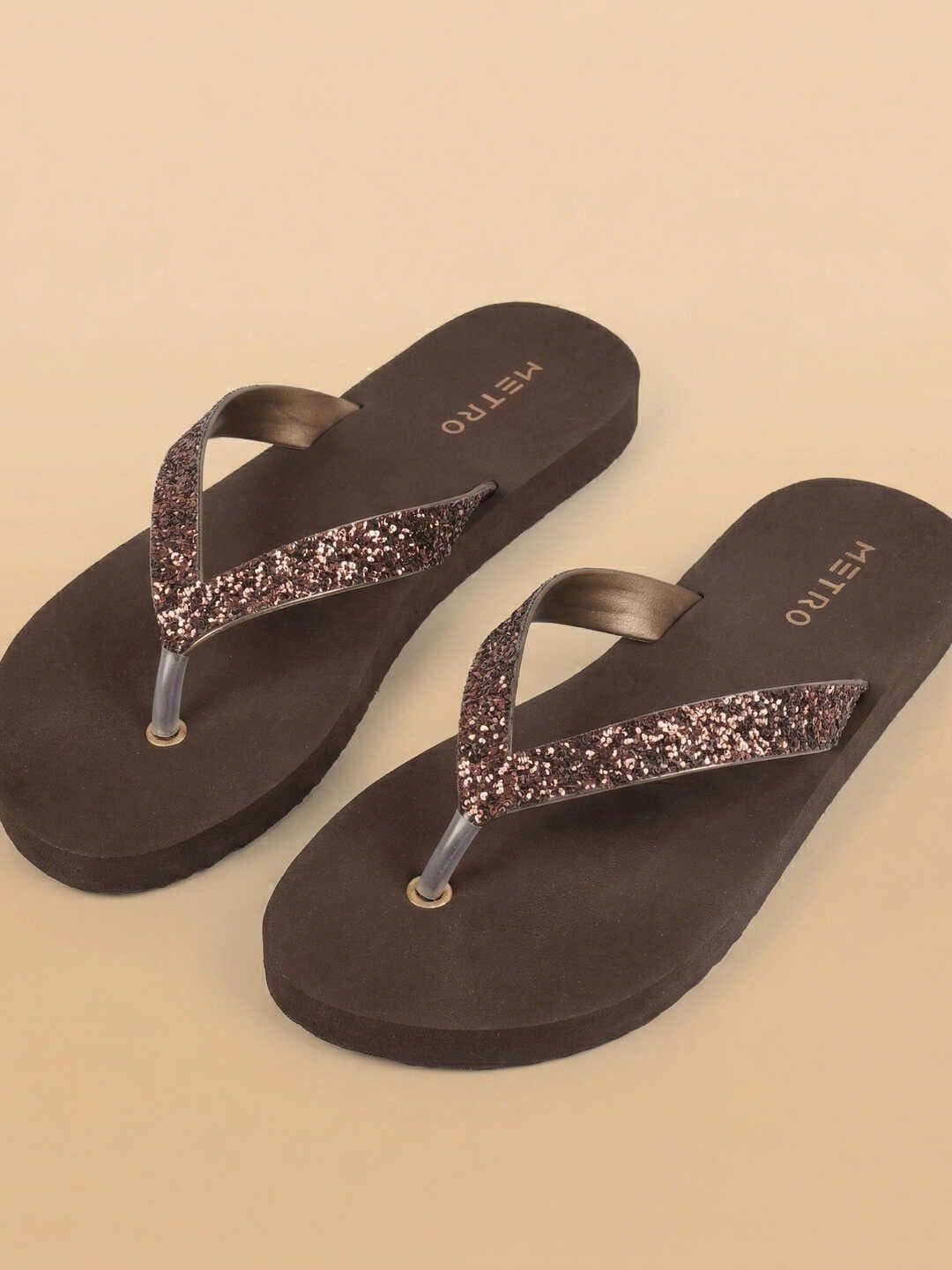 Metro Women Embellished Open Toe Flats