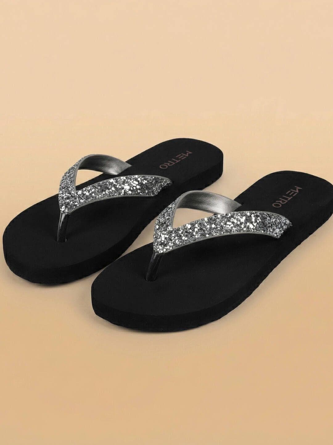 Metro Women Embellished T-Strap Flats