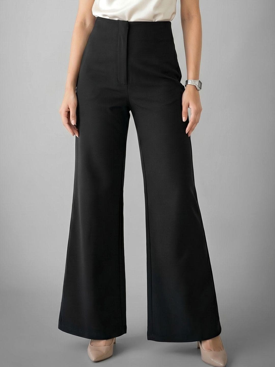 ADDYVERO Women Loose Fit High-Rise Wrinkle Free Trousers