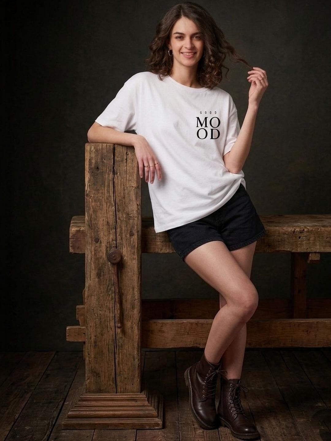 The Roadster Lifestyle Co Printed Pure Cotton Round Neck Oversized Tshirt