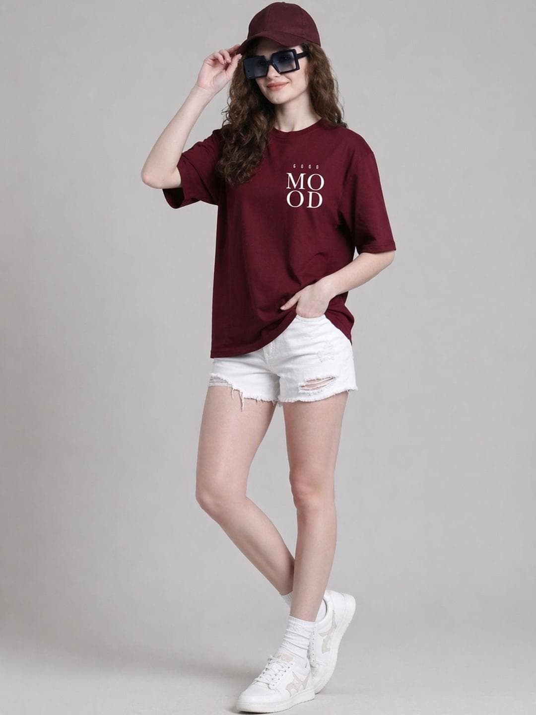 The Roadster Lifestyle Co Printed Pure Cotton Round Neck Oversized Tshirt