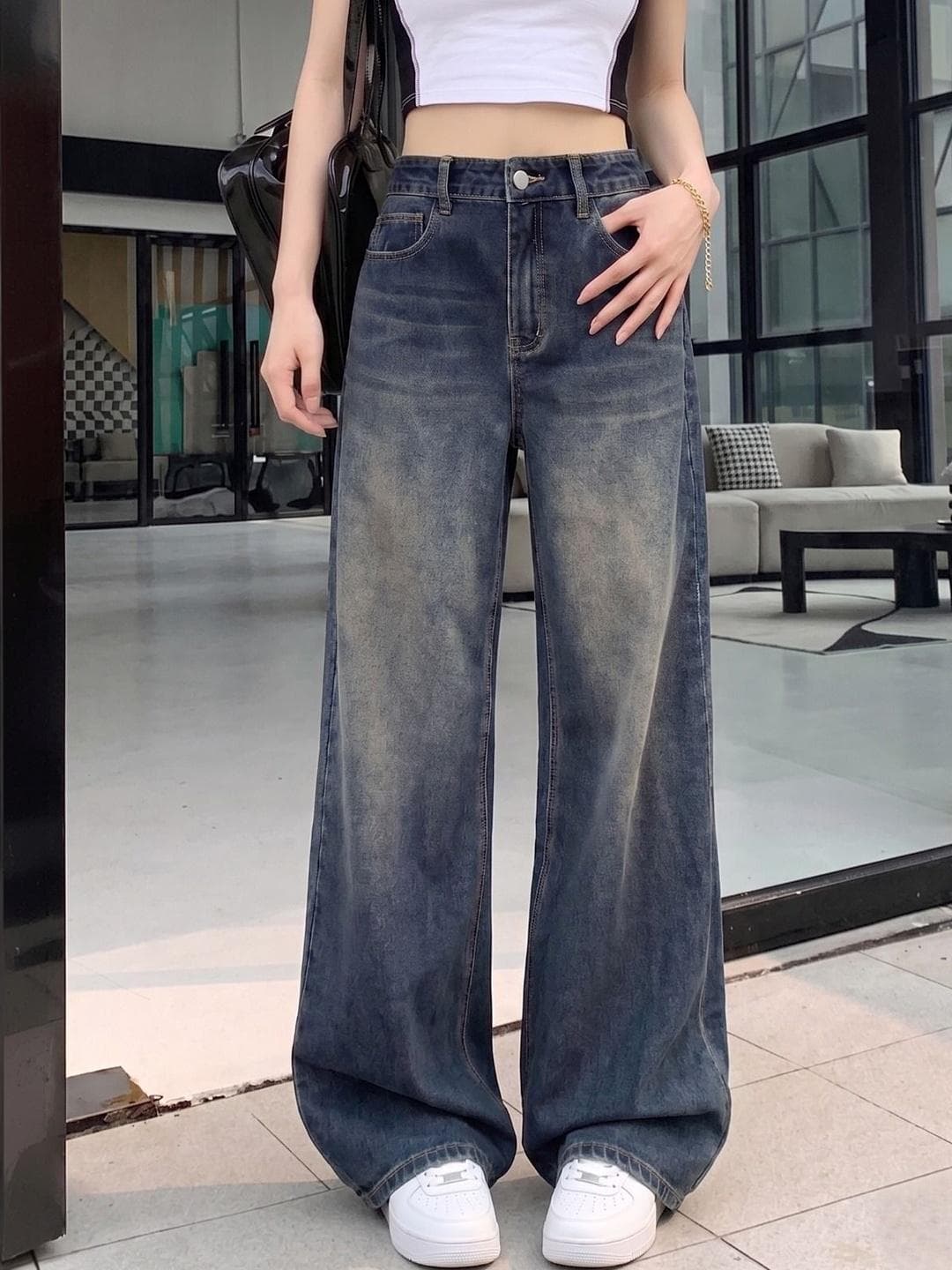 zayla Women Jean Flared High-Rise Heavy Fade Jeans