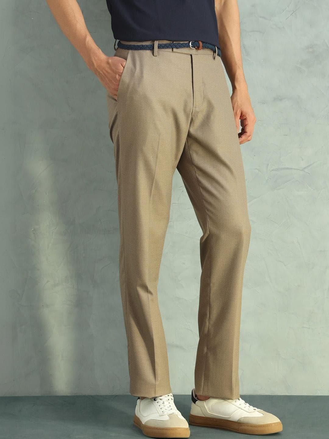 Arrow Men Hudson Tailored Fit Textured Trousers