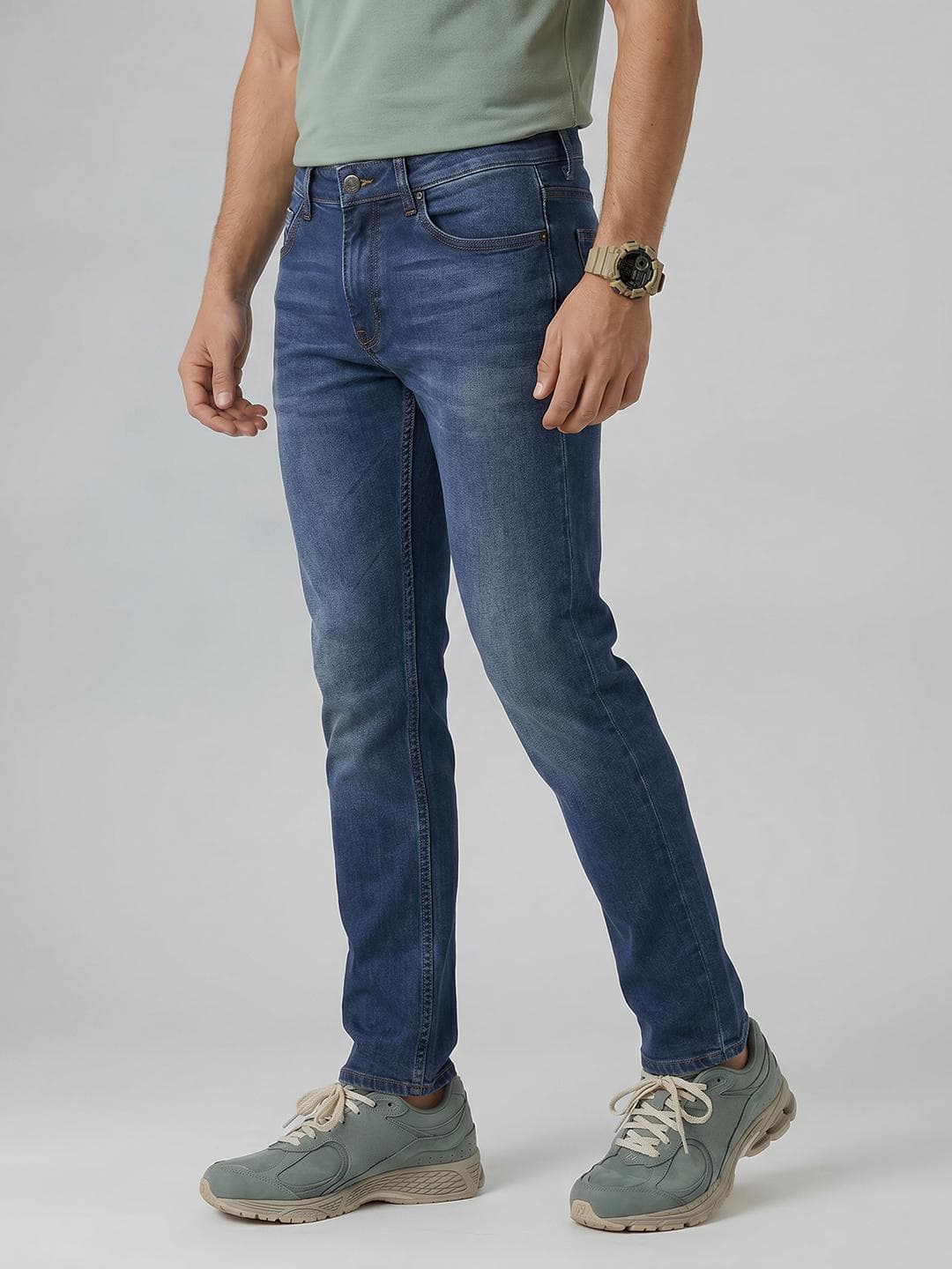 Spykar Men Rover Mid Rise Regular Fit Mid blue Jeans