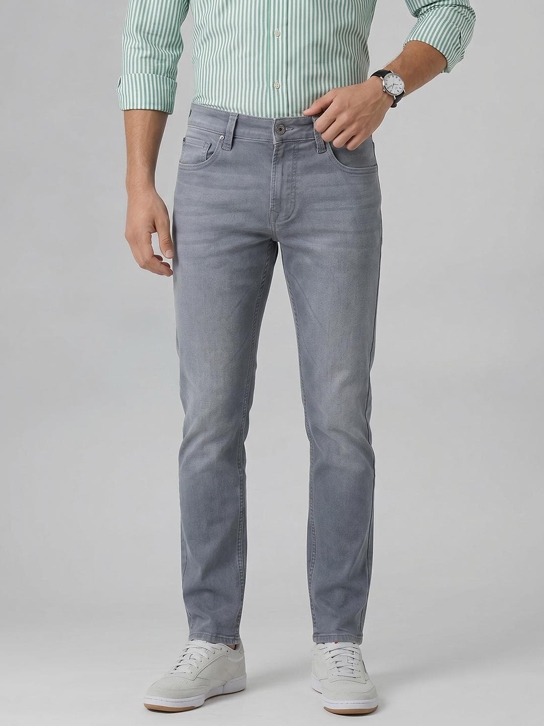 Spykar Men Ricardo Mid Rise Straight Fit Grey Jeans
