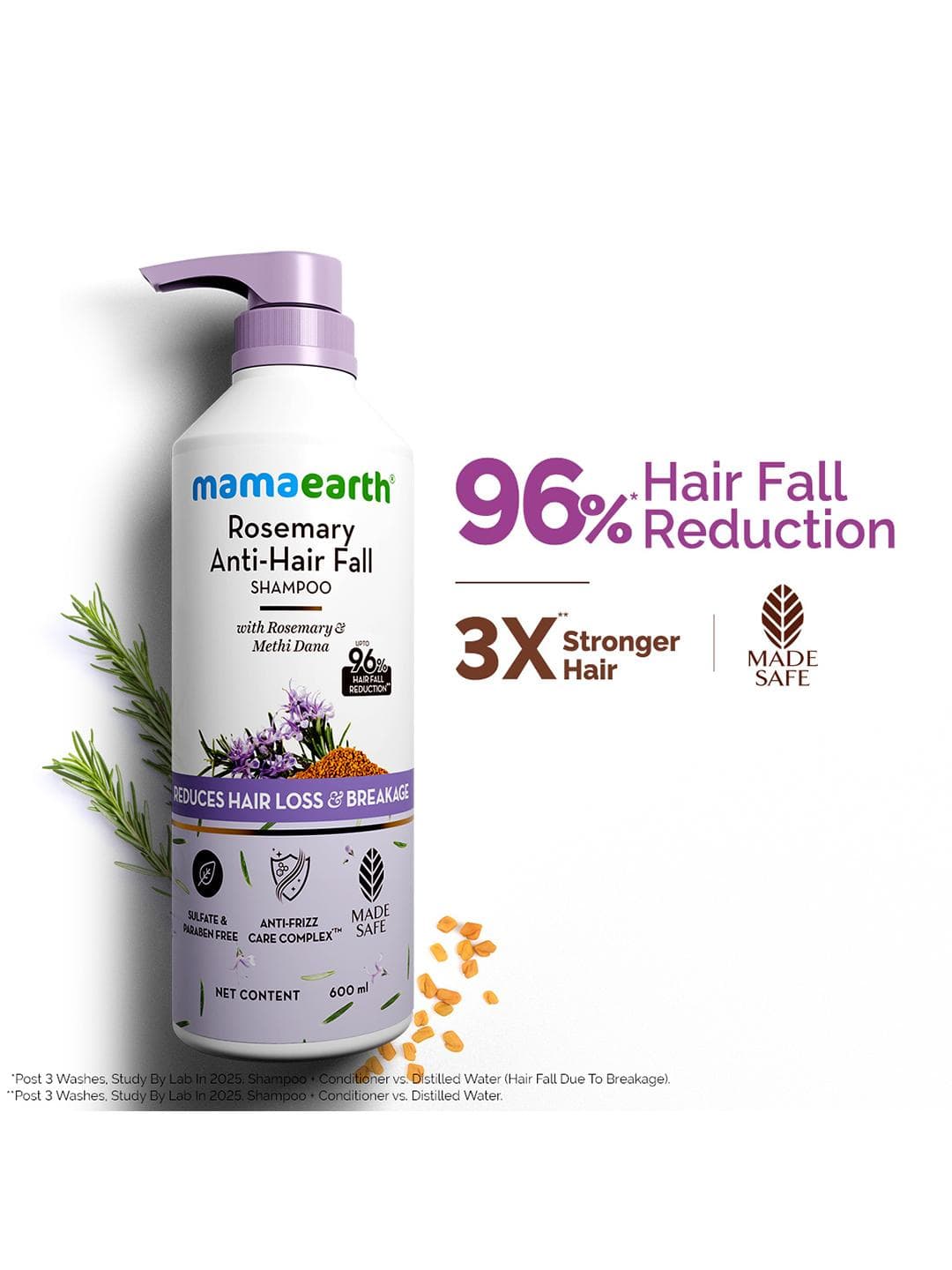 Buy Mamaearth Rosemary Anti Hair Fall Shampoo With Methi Dana 600ml - - Personal Care for Unisex