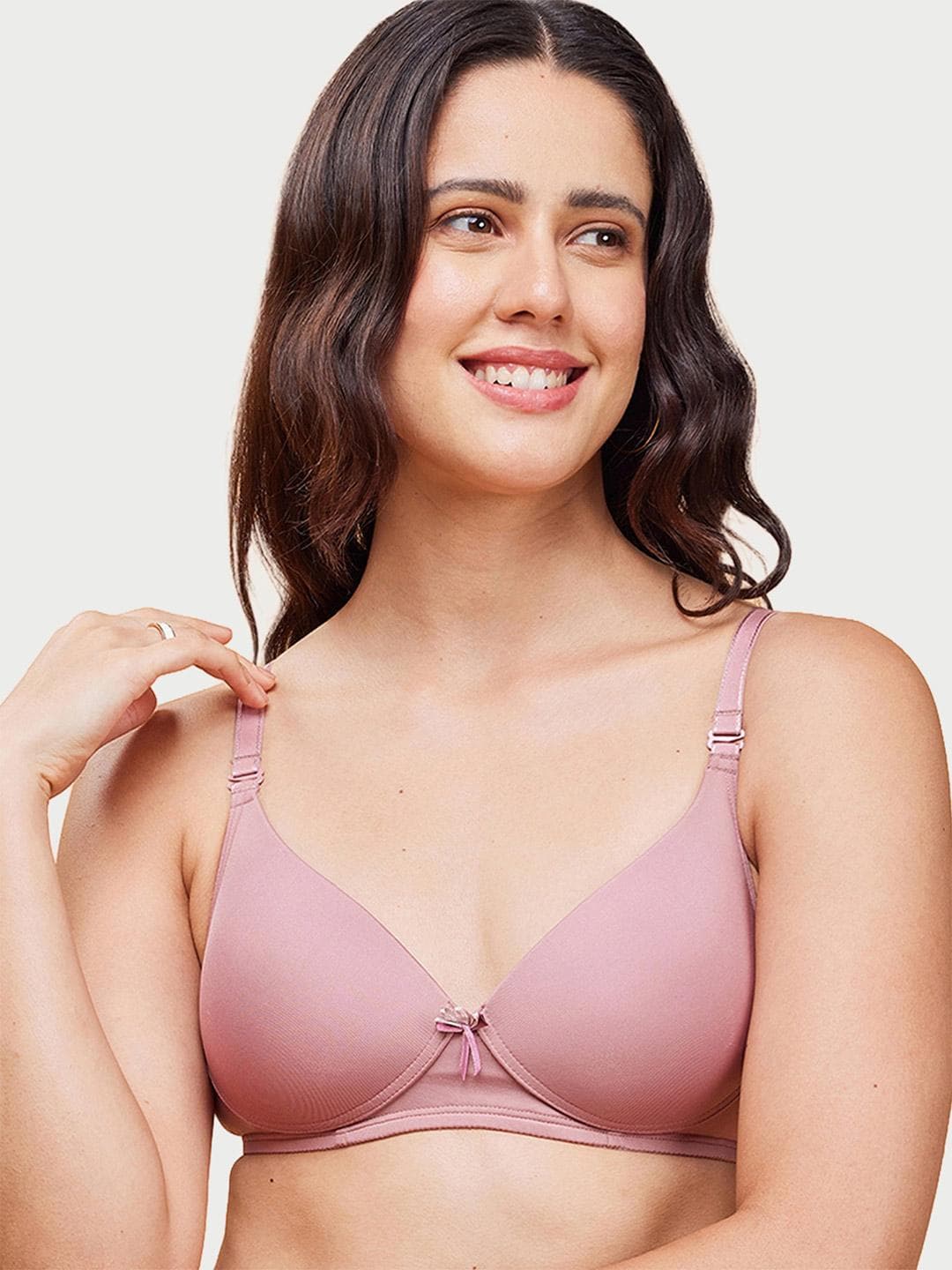 Buy Enamor Padded Non Wired Medium Coverage Plunge Neckline With Detachable Straps T Shirt Bra - - Apparel for Women