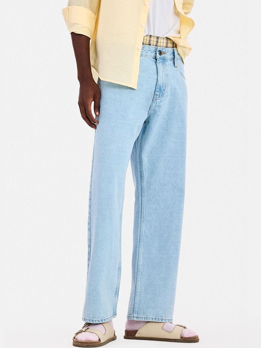 Snitch Men Straight Fit Mid-Rise Cuffed Hem Jeans