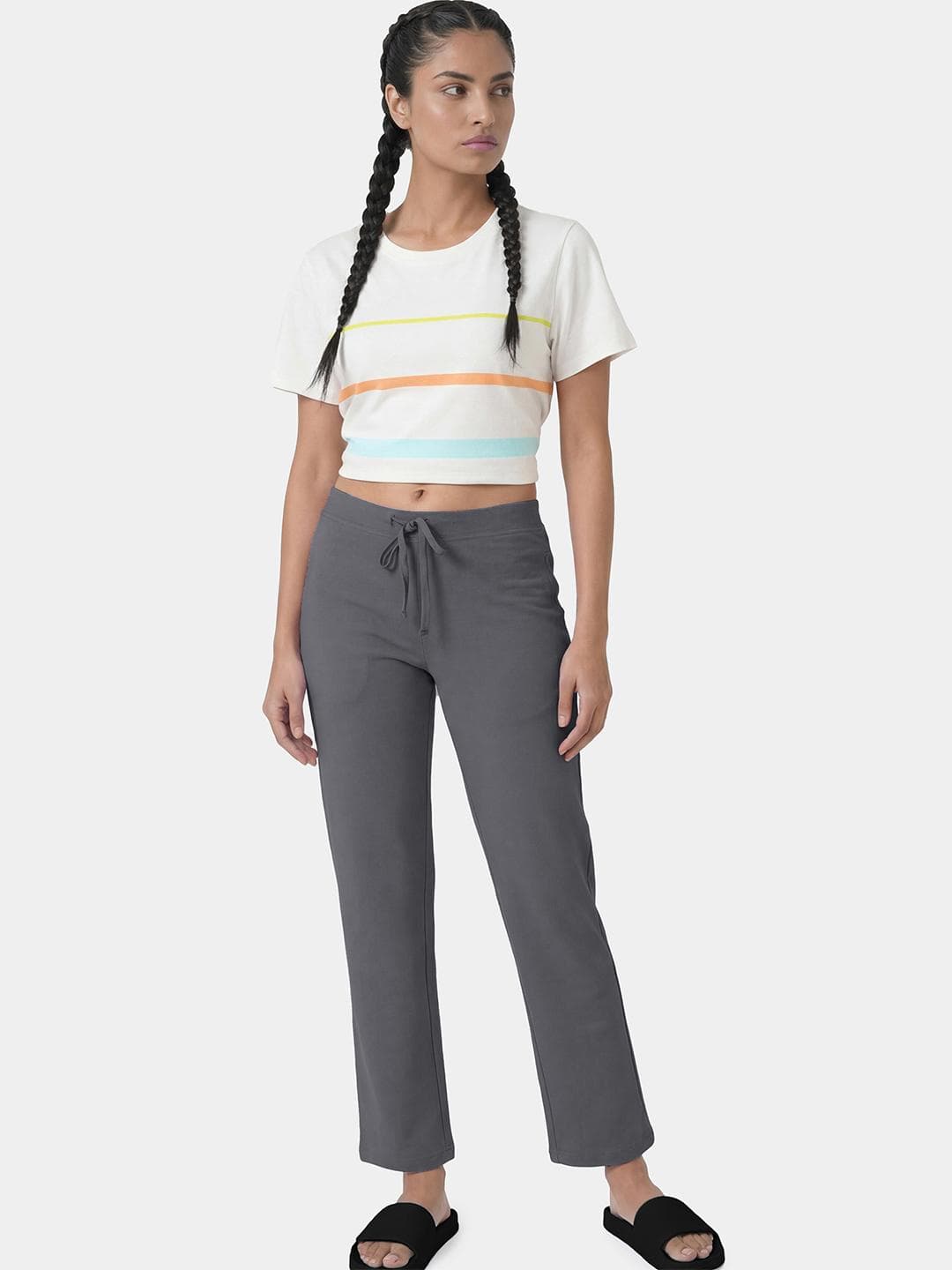 Enamor Women Bootcut Mid-Rise Track Pants