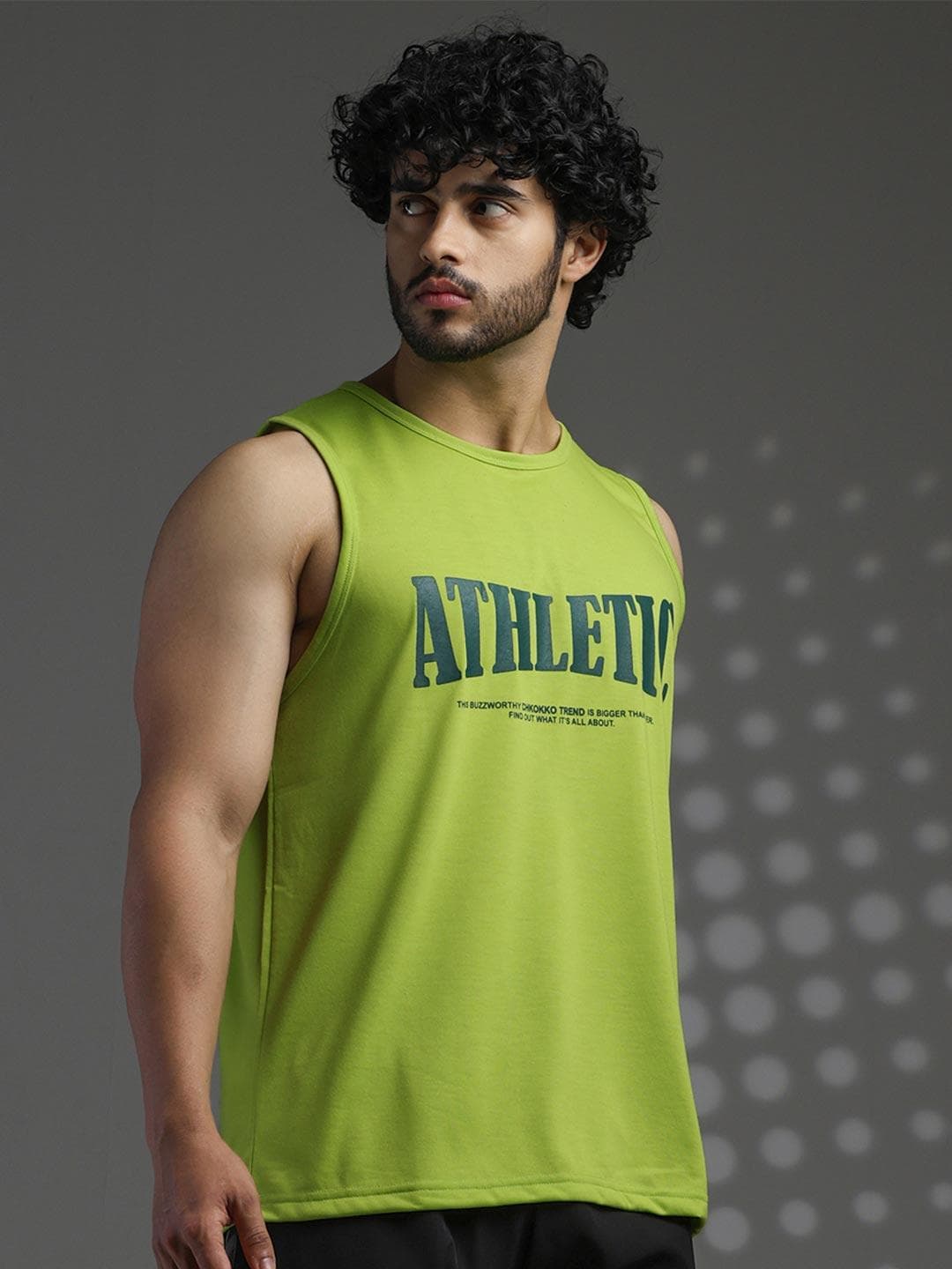 CHKOKKO Round Neck Sleeveless Typographic Printed Cotton Tank Tops
